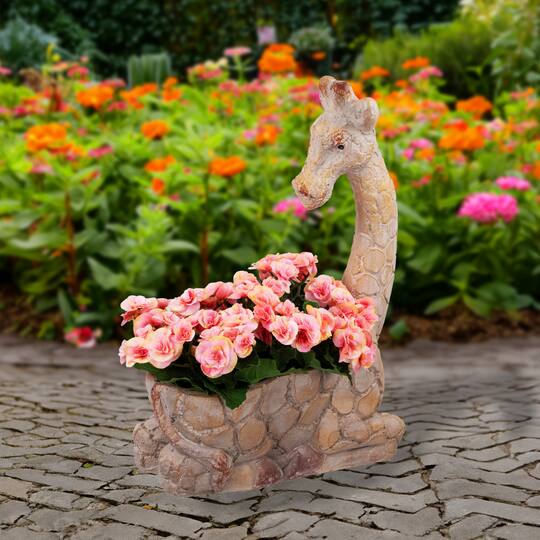 17" Giraffe Outdoor Ceramic Garden Planter